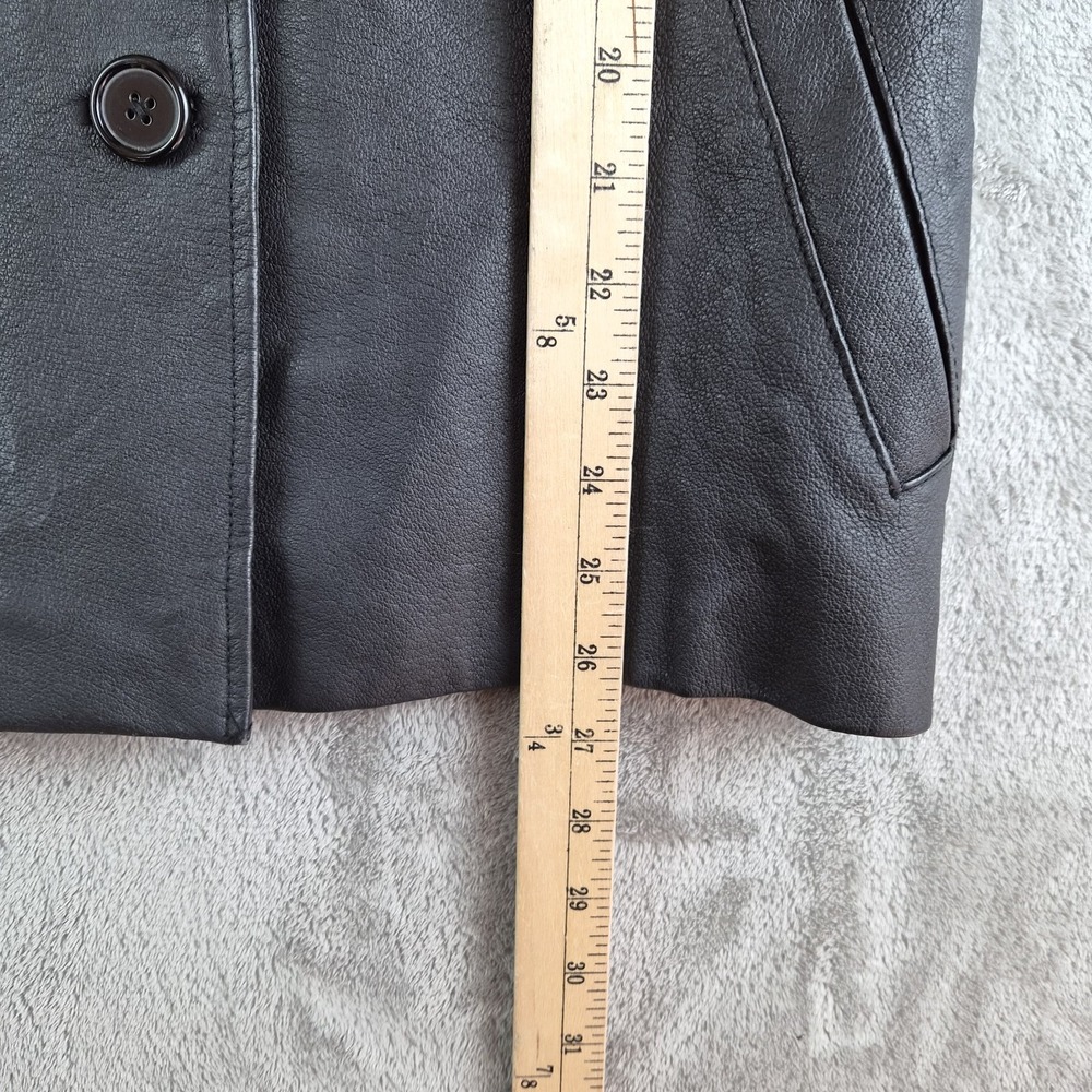 Serge Platini Blazer Jacket Small Black Genuine Leather 2 Buttons Sport‎ Coat - Picture 4 of 16